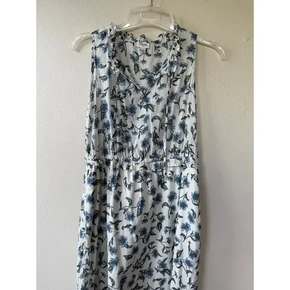 J. Crew printed Cotton tie-front midi dress white and blue floral pattern Size 6 - Picture 4 of 13